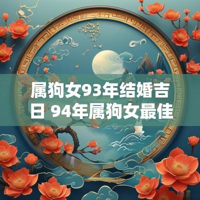 属狗女93年结婚吉日 94年属狗女最佳婚配月份