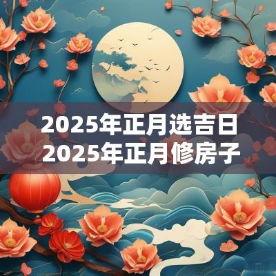 2025年正月选吉日 2025年正月修房子吉日