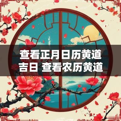 查看正月日历黄道吉日 查看农历黄道吉日