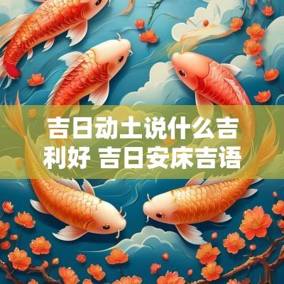 吉日动土说什么吉利好 吉日安床吉语