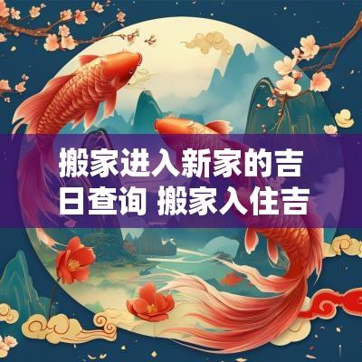搬家进入新家的吉日查询 搬家入住吉日时辰免费查询