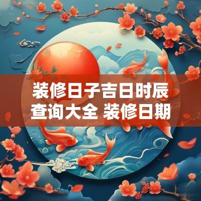 装修日子吉日时辰查询大全 装修日期风水