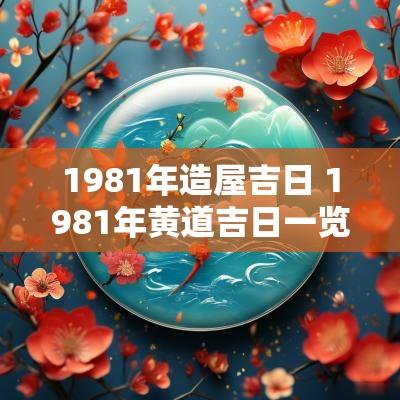 1981年造屋吉日 1981年黄道吉日一览表