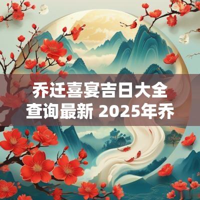 乔迁喜宴吉日大全查询最新 2025年乔迁喜宴吉日