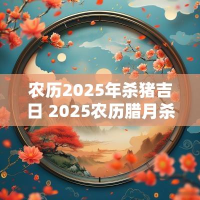 农历2025年杀猪吉日 2025农历腊月杀猪吉日