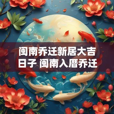 闽南乔迁新居大吉日子 闽南入厝乔迁四句视频