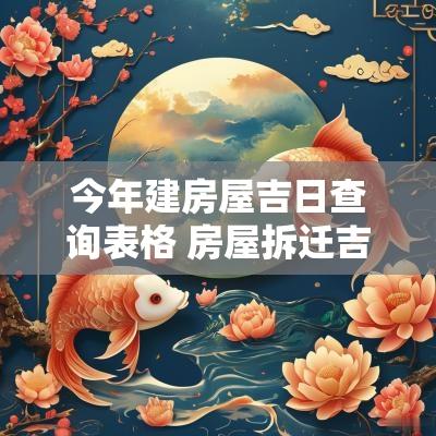 今年建房屋吉日查询表格 房屋拆迁吉日吉时查询