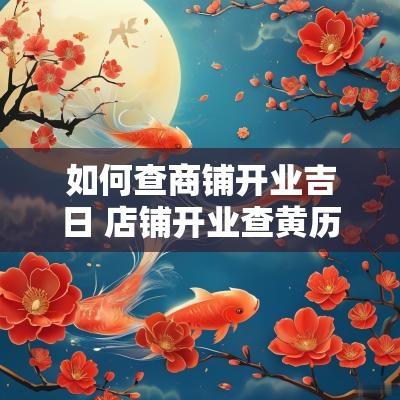 如何查商铺开业吉日 店铺开业查黄历吉日