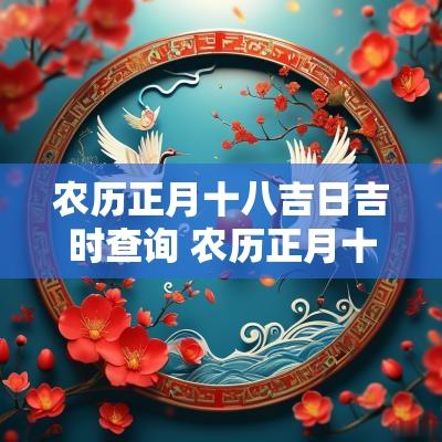 农历正月十八吉日吉时查询 农历正月十三吉日查询大全