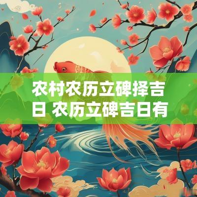 农村农历立碑择吉日 农历立碑吉日有哪些讲究