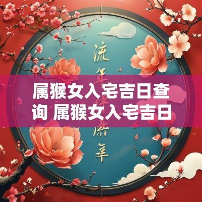属猴女入宅吉日查询 属猴女入宅吉日时间