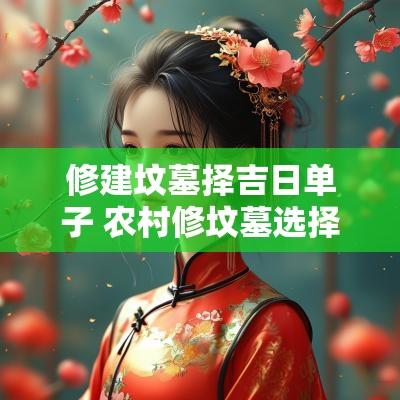 修建坟墓择吉日单子 农村修坟墓选择吉日