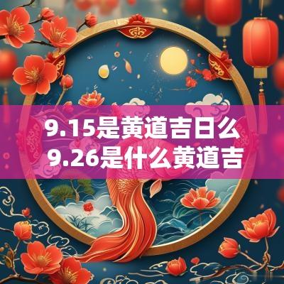 9.15是黄道吉日么 9.26是什么黄道吉日