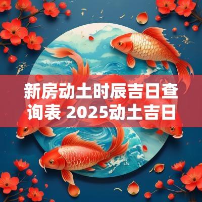 新房动土时辰吉日查询表 2025动土吉日和时辰