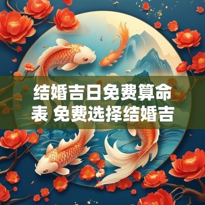结婚吉日免费算命表 免费选择结婚吉日最准确的方法