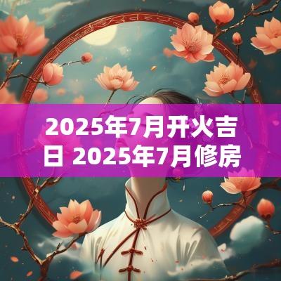 2025年7月开火吉日 2025年7月修房吉日