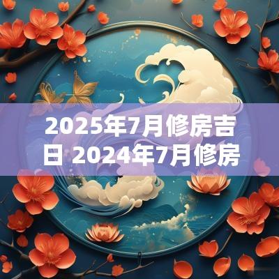 2025年7月修房吉日 2025年7月修房开工吉日