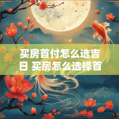 买房首付怎么选吉日 买房怎么选择首付比例
