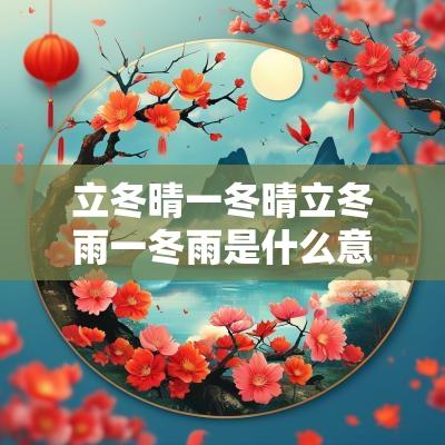 立冬晴一冬晴立冬雨一冬雨是什么意思？立冬下雨有啥说法？