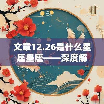 文章12.26是什么星座星座——深度解读摩羯座的个性特征和职业表现