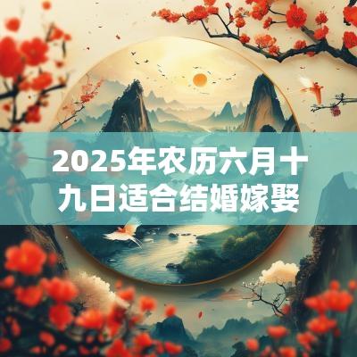 2025年农历六月十九日适合结婚嫁娶吗? 2025年农历六月十九日适合结婚嫁娶吗?