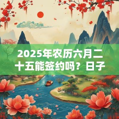 2025年农历六月二十五能签约吗?日子财喜神方位在哪? 2025年农历六月二十五能签约吗?日子财喜神方位在哪?