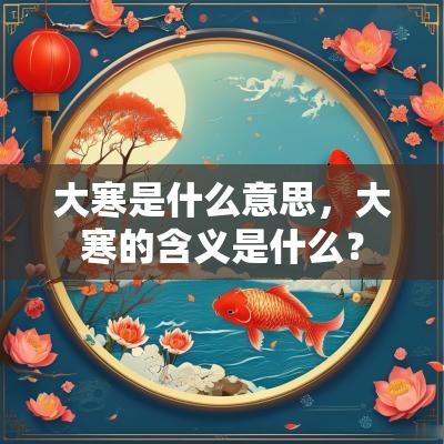 大寒是什么意思，大寒的含义是什么？