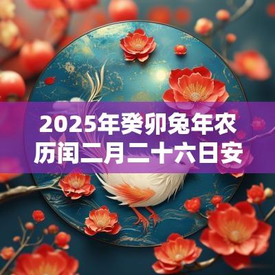 2025年癸卯蛇年农历闰二月二十六日安门好吗? 2025年癸卯蛇年农历闰二月二十六日安门好吗?