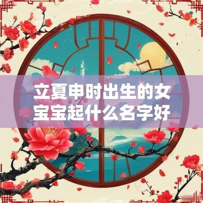 立夏申时出生的女宝宝起什么名字好,用哪些字合适 立夏申时出生的女宝宝起什么名字好,用哪些字合适