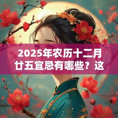2025年农历十二月廿五宜忌有哪些?这天禁忌什么? 2025年农历十二月廿五宜忌有哪些?这天禁忌什么?