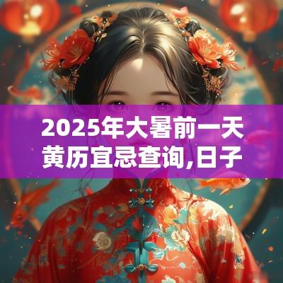 2025年大暑前一天黄历宜忌查询,日子是黄道吉日吗? 2025年大暑前一天黄历宜忌查询,日子是黄道吉日吗?