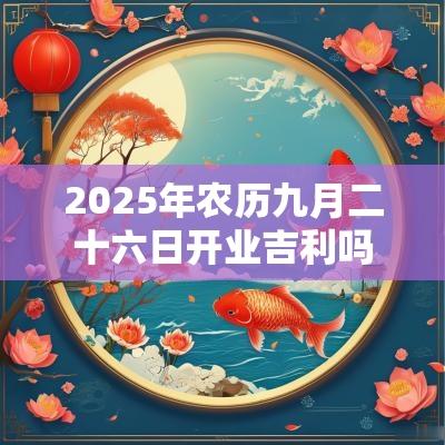 2025年农历九月二十六日开业吉利吗? 2025年农历九月二十六日开业吉利吗?