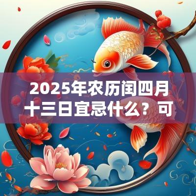 2025年农历闰四月十三日宜忌什么？可以祭祀吗？