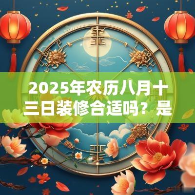 2025年农历八月十三日装修合适吗?是好日子吗? 2025年农历八月十三日装修合适吗?是好日子吗?