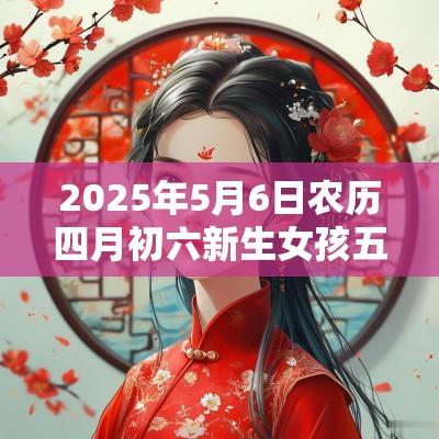 2025年5月6日农历四月初六新生女孩五行取名缺金的最佳宜用字