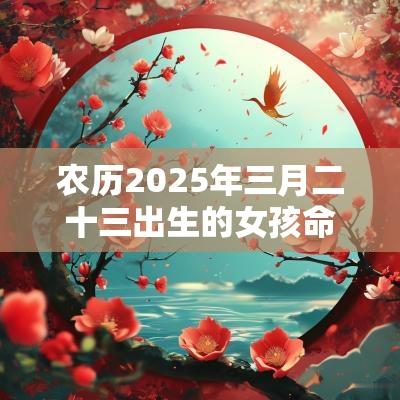 农历2025年三月二十三出生的女孩命运好吗五行缺木火女孩名字