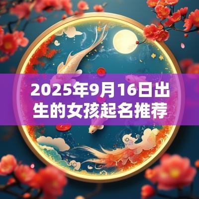 2025年9月16日出生的女孩起名推荐顺口的蛇年女孩名字