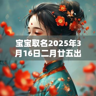 宝宝取名2025年3月16日二月廿五出生的女生名字大全