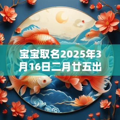 宝宝取名2025年3月16日二月廿五出生的男生名字大全