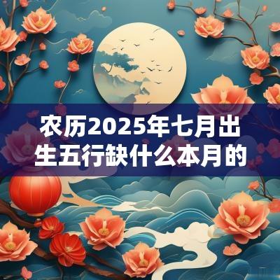 农历2025年七月出生五行缺什么本月的宝宝结合五行取名