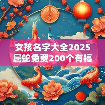 女孩名字大全2025属蛇免费200个有福气的女宝宝起名