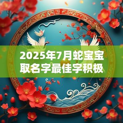 2025年7月蛇宝宝取名字最佳字积极进取的女生起名好字