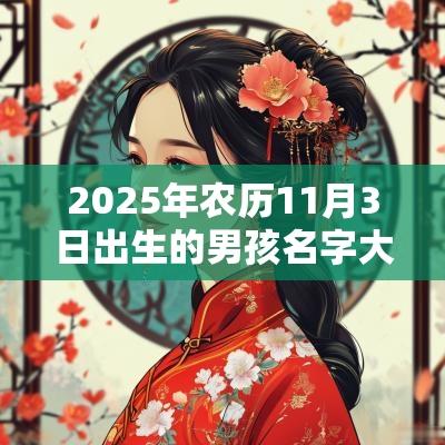2025年农历11月3日出生的男孩名字大全最新名字参考