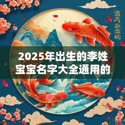 2025年出生的李姓宝宝名字大全通用的李姓宝宝满分名字