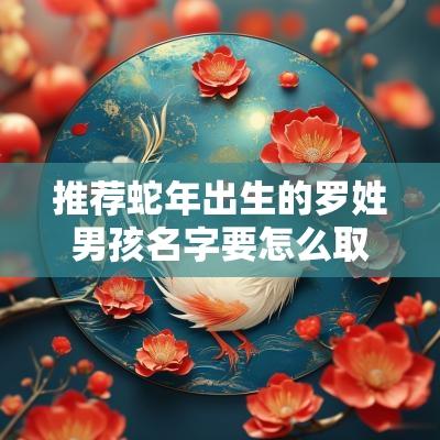推荐蛇年出生的罗姓男孩名字要怎么取小众高级的男孩名字