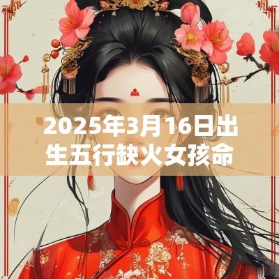 2025年3月16日出生五行缺火女孩命运与八字名字解析