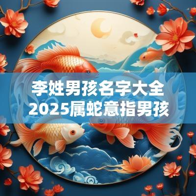 李姓男孩名字大全2025属蛇意指男孩年轻有为的起名
