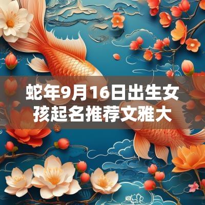 蛇年9月16日出生女孩起名推荐文雅大气的属蛇女生名字