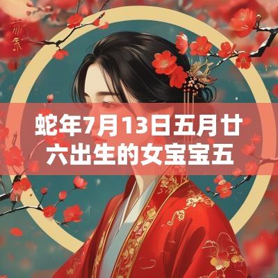 蛇年7月13日五月廿六出生的女宝宝五行取名缺火宝宝名字