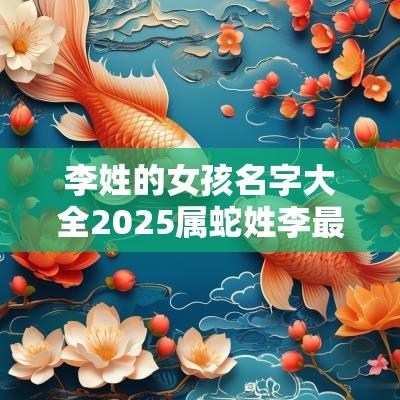 李姓的女孩名字大全2025属蛇姓李最好听的女孩名字